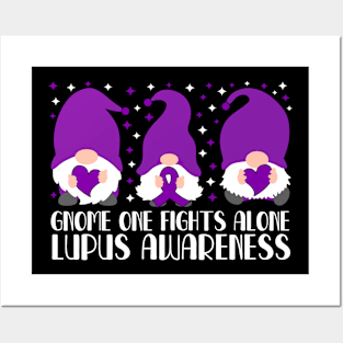 Gnome One Fights Alone Lupus Awareness Posters and Art